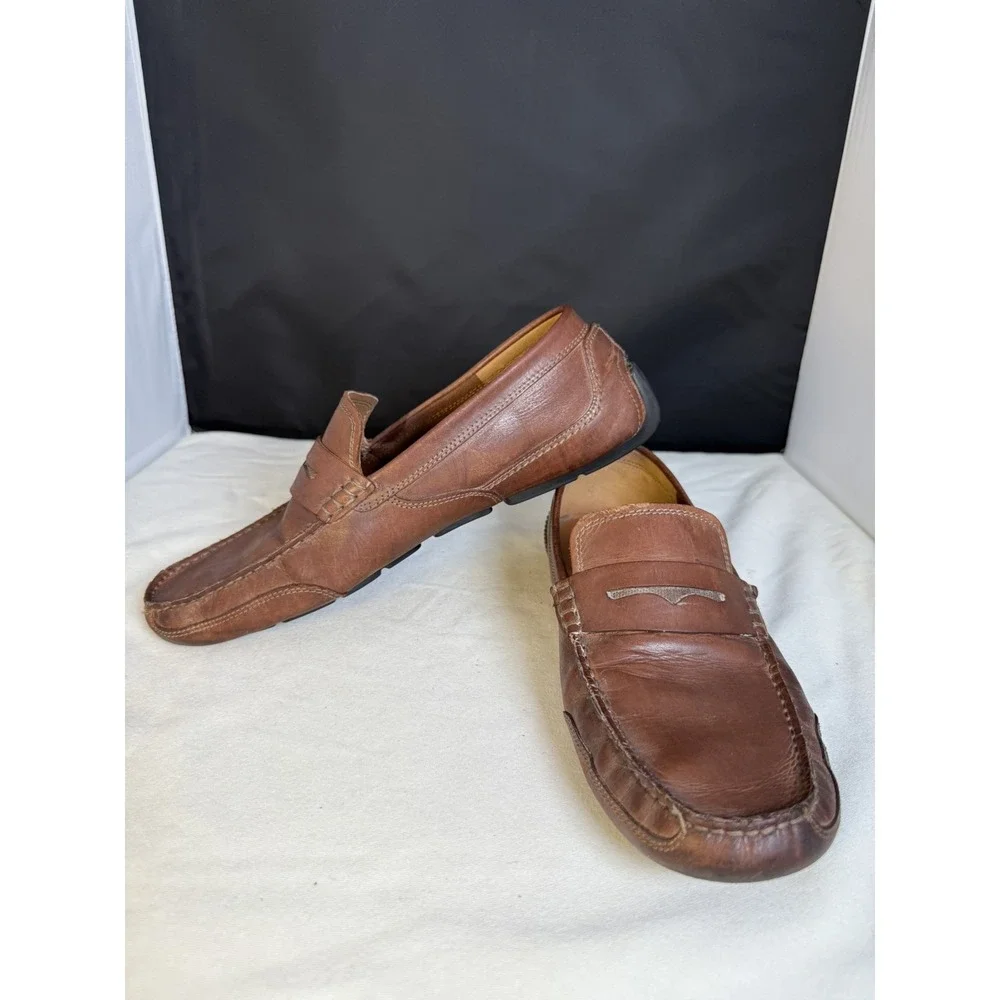 Clarks 16326 Brown Leather Ortholite Penny‎ Driving Loafers Mens 11.5 US Brown